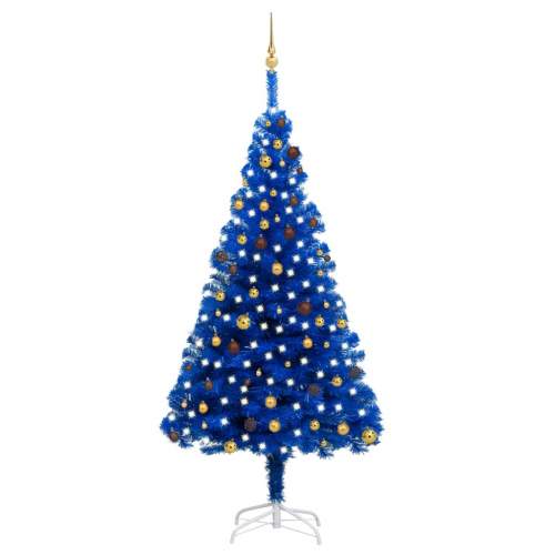 VIDA Umělý vánoční stromek s LED a sadou koulí modrý 240 cm PVC