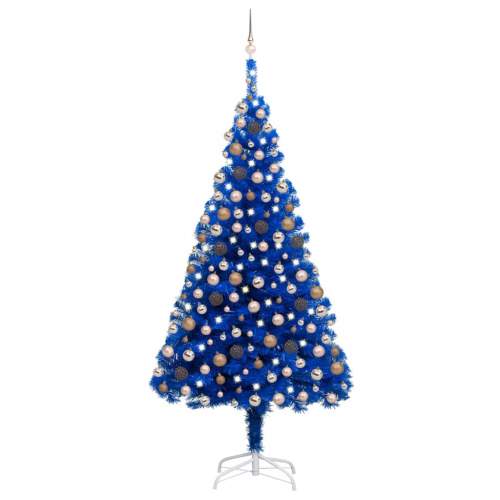 VIDA Umělý vánoční stromek s LED a sadou koulí modrý 240 cm PVC