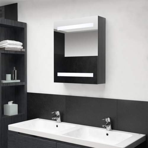vidaXL LED skříňka se zrcadlem zářivě šedá 50 x 14 x 60 cm