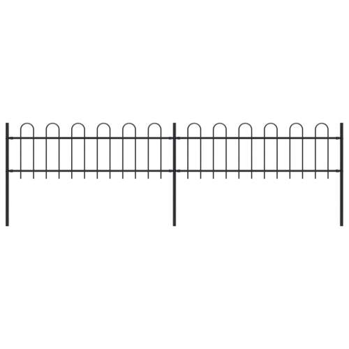 vidaXL Zahradní plot s obloučky ocelový 3,4 x 0,6 m černý