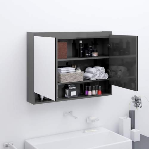 vidaXL skříňka se zrcadlem 80 x 15 x 60 cm MDF zářivě šedá