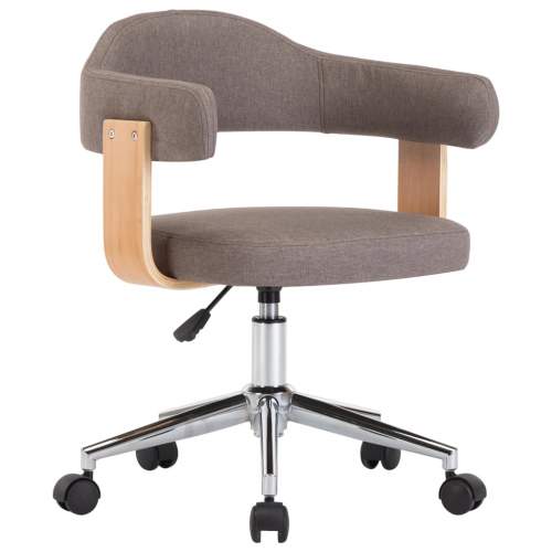 VIDA Otočná kancelářská židle taupe ohýbané dřevo a textil