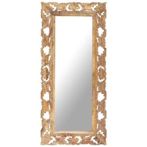 HD Ručně vyřezávané zrcadlo hnědé 110 x 50 cm masivní mangovník