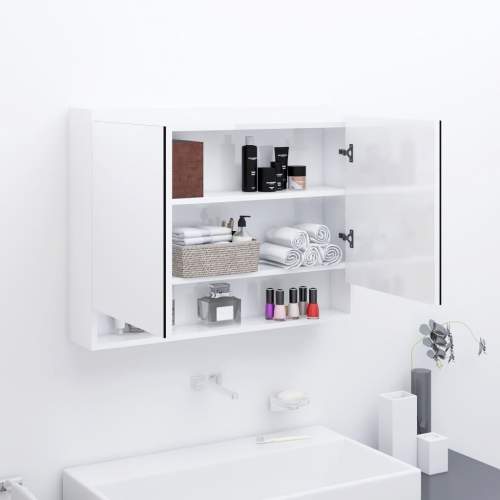 HD Koupelnová skříňka se zrcadlem 80 x 15 x 60 cm MDF zářivě bílá