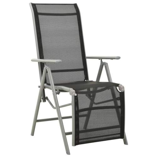 Polohovací zahradní židle textilen a hliník stříbrná