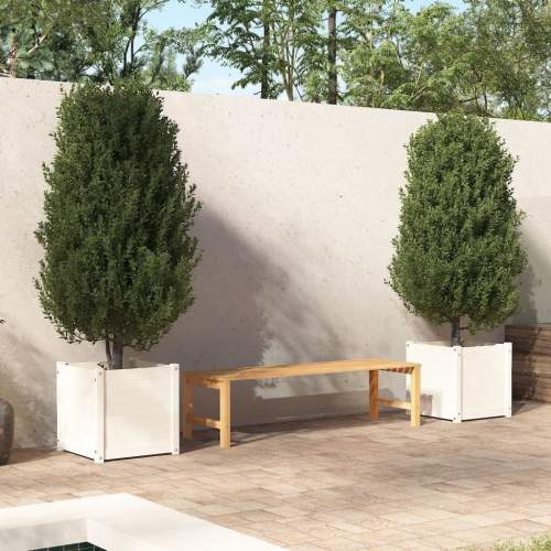HD Zahradní truhlíky 2 ks bílé 50 x 50 x 50 cm masivní borovice