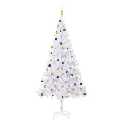 HD Umělý vánoční stromek s LED a sadou koulí 210 cm 910 větví
