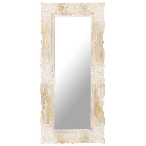 HD Zrcadlo bílé 110 x 50 cm masivní mangovníkové dřevo