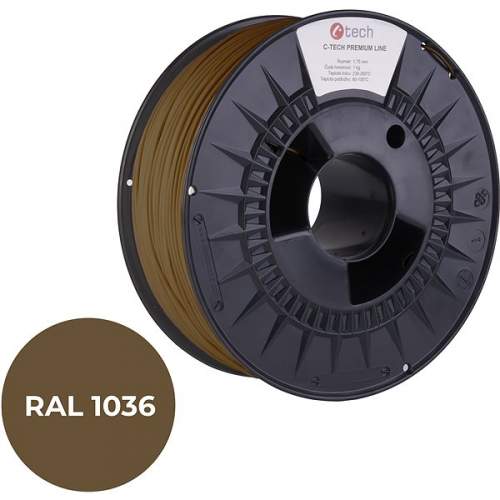 Tisková struna (filament) C-TECH PREMIUM LINE, PLA, perleťová zlatá, RAL1036, 1,75mm, 1kg, 3DF-P-PLA1.75-1036