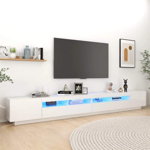 TV skříňka s LED osvětlením bílá s vysokým leskem 300x35x40 cm