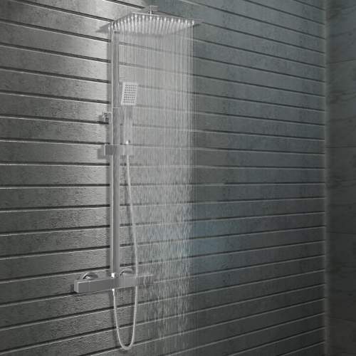 Sprchový set se dvěma hlavicemi a termostatem nerezová ocel