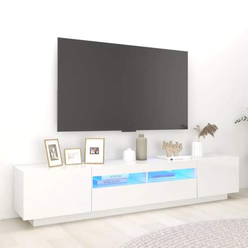 TV skříňka s LED osvětlením bílá s vysokým leskem 200x35x40 cm
