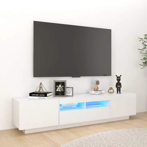 TV skříňka s LED osvětlením bílá s vysokým leskem 180x35x40 cm