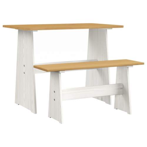 VIDA Jídelní stůl s lavicí medově hnědý a bílý borové dřevo
