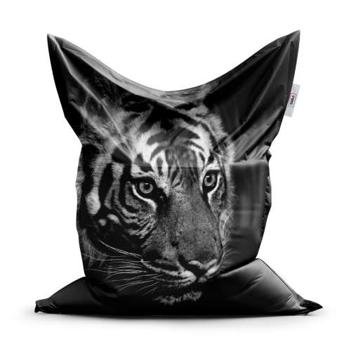 Sedací vak SABLIO - Černobílý tygr 200x140 cm