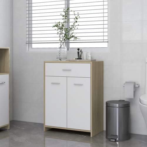 VIDA HD Koupelnová skříňka bílá dub sonoma 60 x 33 x 80 cm dřevotříska