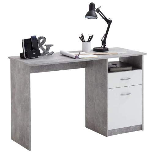 VIDA FMD Psací stůl s 1 zásuvkou 123 x 50 x 76,5 cm betonově šedý a bílý