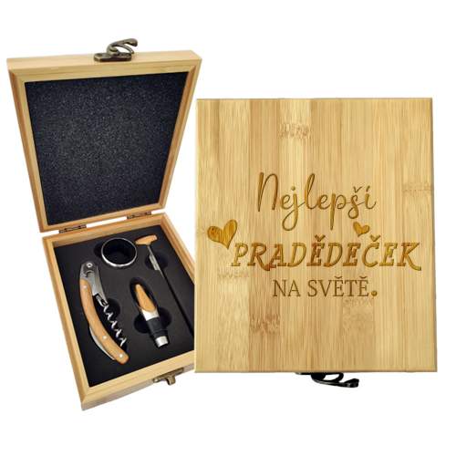 SABLIO Dárková sada na víno - Nejlepší pradědeček na světě 147×168×49 mm