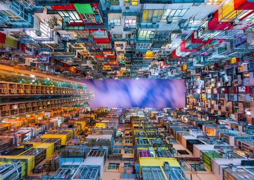 ENJOY Puzzle Barevný bytový dům, Hongkong 1000 dílků
