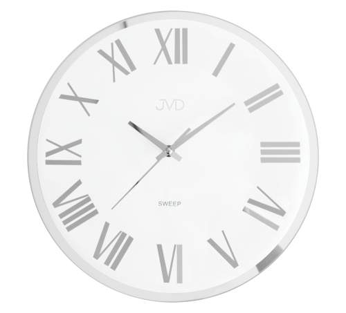 Luxusní skleněné nástěnné hodiny s římskými čísly JVD