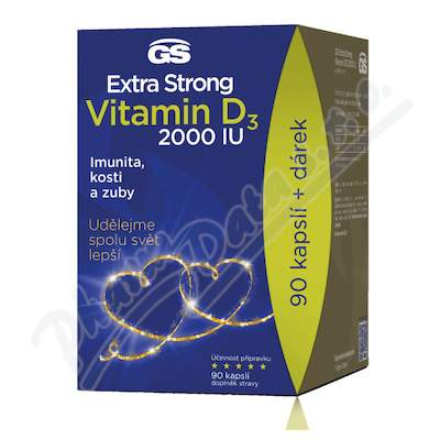 GS Extra Strong Vitamin D3, 2000 IU 90 kapslí - dárkové balení 2022