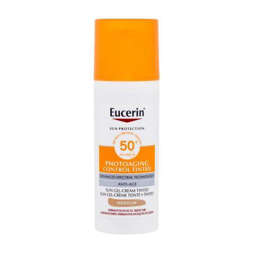 Eucerin Sun Protection Photoaging Control Tinted Gel-Cream SPF50+ opalovací a tónující gelový krém proti vráskám 50 ml odstín Medium