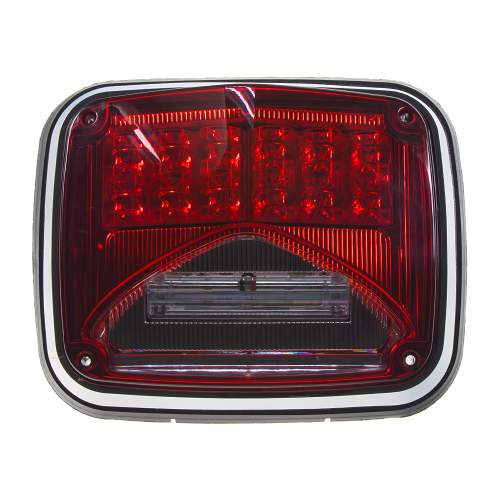 Výstražné LED světlo obdélníkové s přísvitem, 12/24V, červené, R65
