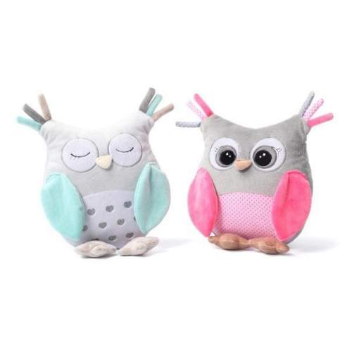 BabyOno Plyšová hračka s chrastítkem Owl Sofia - růžová