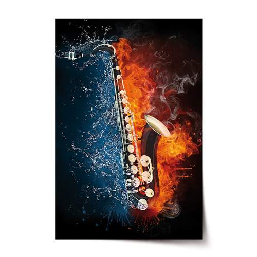 SABLIO Ohnivý saxofon 60x40 cm