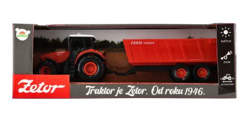 Teddies Traktor Zetor s valníkem 36cm na setrvačník se zvuky a světly