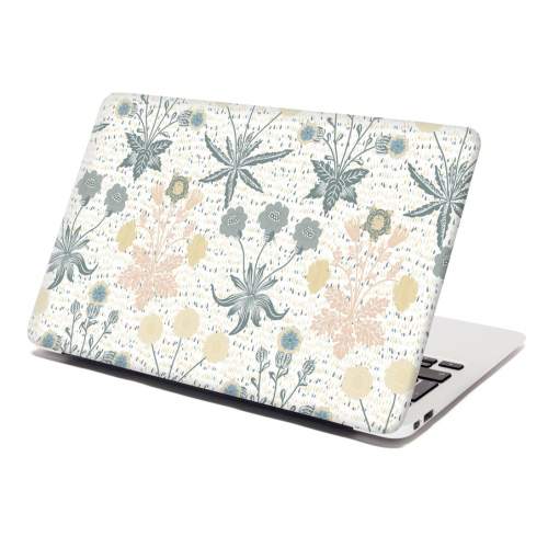 Samolepka na notebook SABLIO - Šedé květiny 29x20 cm