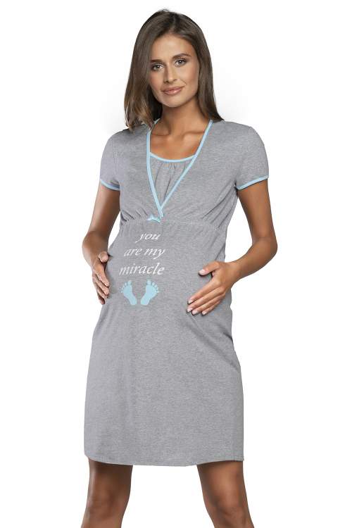 Těhotenská noční košile Italian Fashion Carlina kr.r. melanż/niebieski m