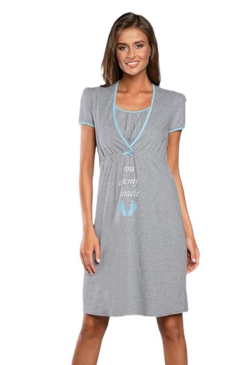 Těhotenská noční košile Italian Fashion Carlina kr.r. melanż/niebieski 2xl
