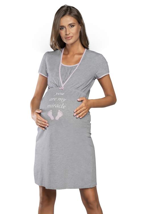 Těhotenská noční košile Italian Fashion Carlina kr.r. žíhaná/růžová m