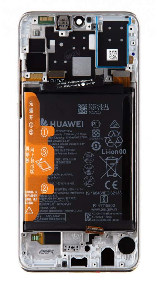 Huawei P30 Lite 2020 New Edition LCD Display + Dotyková Deska + Přední Kryt White (pro 48MP foto) (Service Pack)