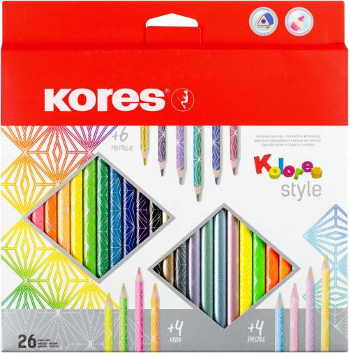 Kores Style trojhranné pastelky 26 barev [Papírenské zboží]