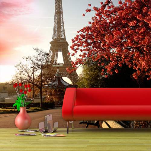 SABLIO Eiffelova věž a červený strom 336x220 cm
