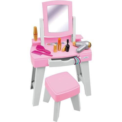 ECOIFFIER Růžové zrcadlo a toaletní stoličko + příslušenství 11ks
