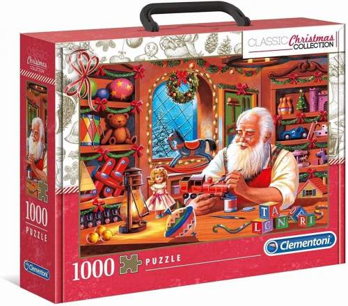 CLEMENTONI Puzzle v kufříku Vánoční kolekce: Santova dílna 1000 dílků