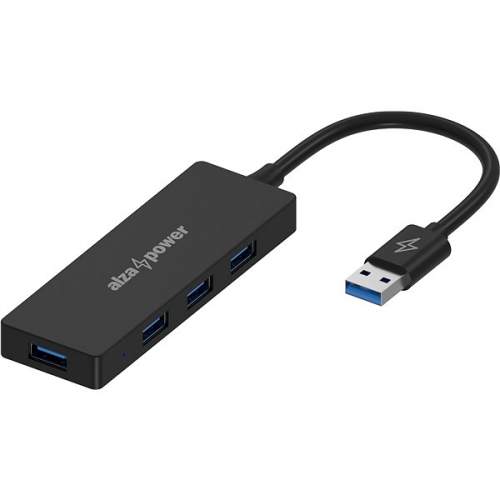 AlzaPower FlatCore USB-A (M) na 4× USB-A 3.0 (F) černý