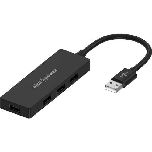 AlzaPower FlatCore USB-A (M) na 4× USB-A 2.0 (F) černý