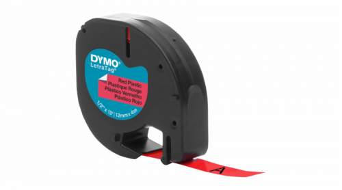 Dymo Letratag S0721630 - originální plastová páska - červená, 12 mm x 4 m