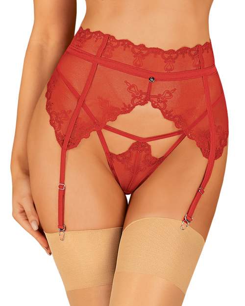 Obsessive podvazkový pás Lonesia garter belt L/XL červená