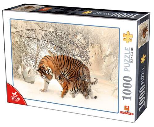 Deico Puzzle Tygr s mládětem 1000 dílků 75987