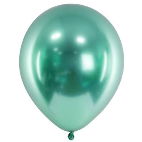 Party Deco Dekorační chromový balonek zelený 30 cm - 50 ks - PartyDeco