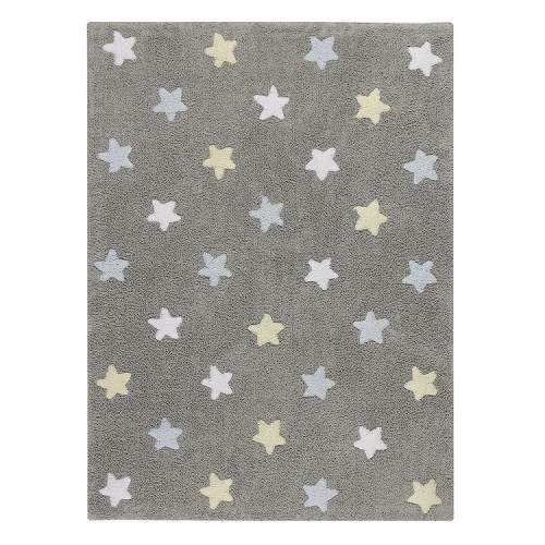 Lorena Canals Bio ručně tkaný Tricolor Stars Grey-Blue 120x160 cm