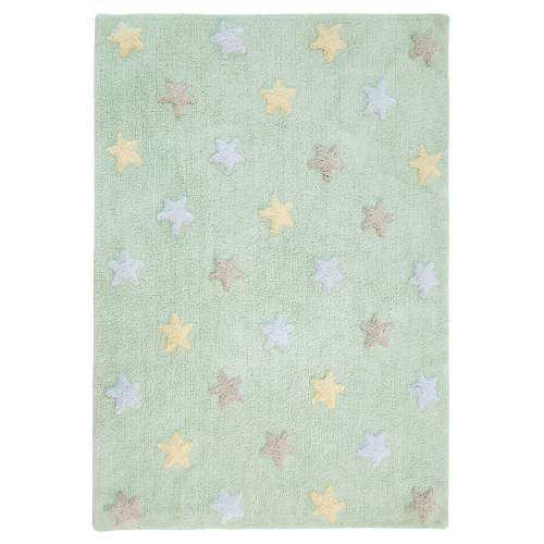 Lorena Canals Bio ručně tkaný Tricolor Stars Soft Mint 120x160 cm