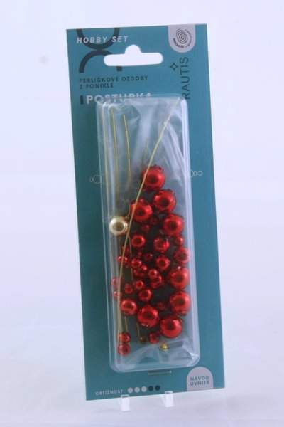 Hvězda postupka perličky hobby set červená 11cm