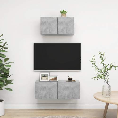 SHUMEE 2dílný set TV skříněk betonově šedý dřevotříska