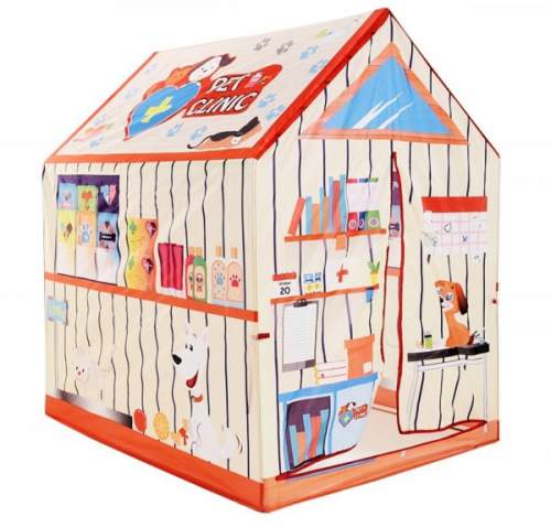 HOMESTYLING Dětský stan na hraní 95 x 72 x 102 cm (DŮM PRO PANENKY/hasičská stanice/supermarket/zvířecí klinika)